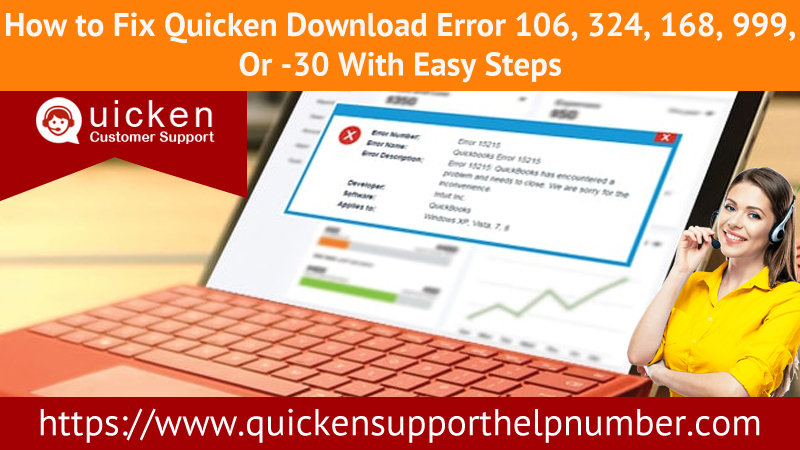 Fix Quicken Download Error 106, 324, 168, 999, Or -30