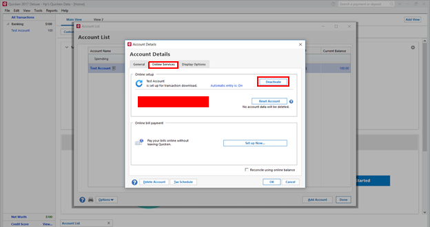 Deactivate-quicken-account
